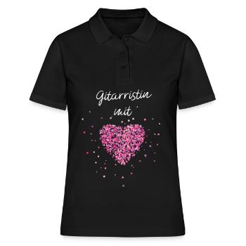 Gitarristin mit Herz Gitarre Musiker Musiklehrerin - Frauen Polo Shirt - Schwarz - Vorne - Ailine (174cm)