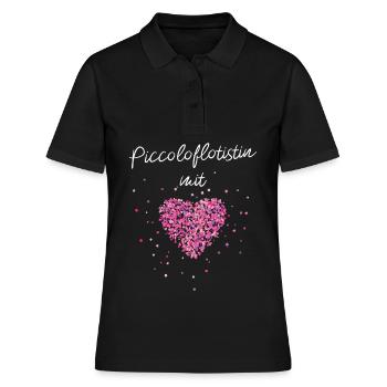 Piccoloflötistin mit Herz Flöte Marschkapelle - Frauen Polo Shirt - Schwarz - Vorne - Ailine (174cm)