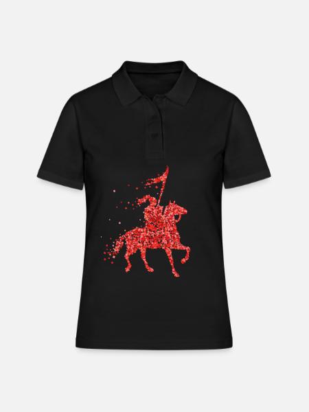 Cheval, cheval, équitation, armure de chevalier médiéval - Polo Femme - noir