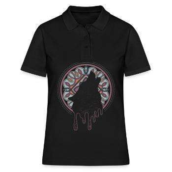 Wikinger Odins Wolf Wölfe Mond Mittelaltermarkt - Frauen Polo Shirt - Schwarz - Vorne - Ailine (174cm)