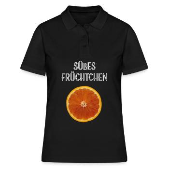 Süßes Früchtchen Blutorange Orange Früchte Frucht - Frauen Polo Shirt - Schwarz - Vorne - Ailine (174cm)
