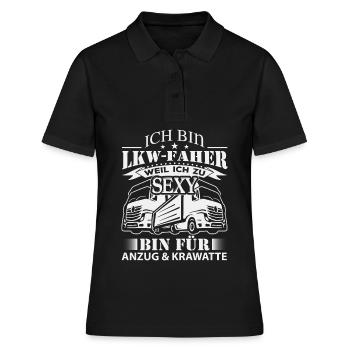 Trucker LKW Fahrer Fernfahrer Brummi Geschenk - Frauen Polo Shirt - Schwarz - Vorne - Ailine (174cm)
