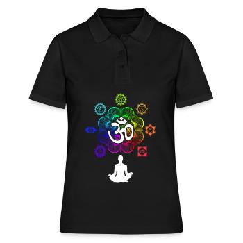 Symboles de chakra de méditation Les sept chakras - Polo Femme - noir - Devant - Ailine (174cm)