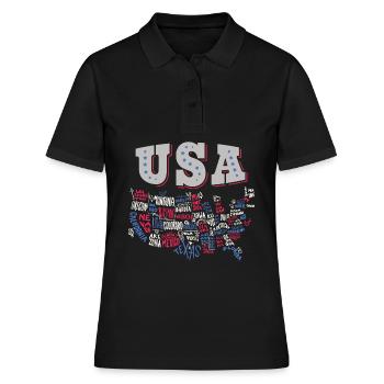 Carte des États-Unis avec l’état des États-Unis - Polo Femme - noir - Devant - Ailine (174cm)