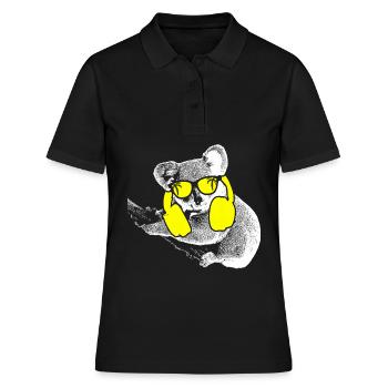 Koala Tierliebhaber Kopfhörer Sonnenbrille Musik K - Frauen Polo Shirt - Schwarz - Vorne - Ailine (174cm)
