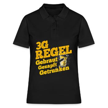 3G-Regel Gebraut Gezapft Getrunken Saufen Bierlieb - Frauen Polo Shirt - Schwarz - Vorne - Ailine (174cm)