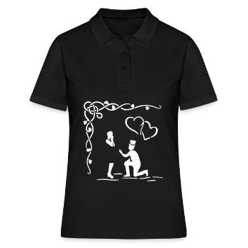 Mariage, demande en mariage, fiançailles, amour - Polo Femme - noir - Devant - Ailine (174cm)