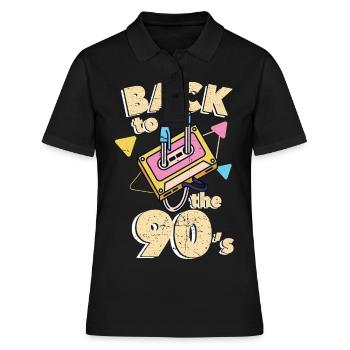 90s 90er - Frauen Polo Shirt - Schwarz - Vorne - Ailine (174cm)