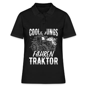 Traktorfahrer Treckerfan Landwirt Ackerbauer Spruc - Frauen Polo Shirt - Schwarz - Vorne - Ailine (174cm)