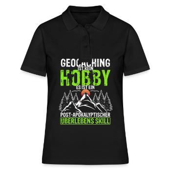 Geocaching Ist Kein Hobby - GPS Cache Geocachingfa - Frauen Polo Shirt - Schwarz - Vorne - Ailine (174cm)