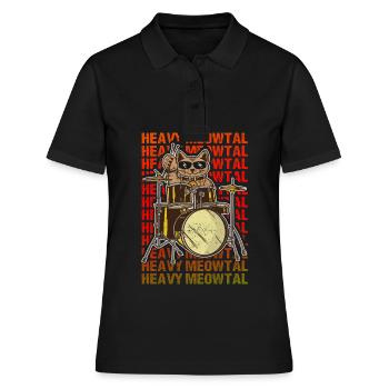 Heavy Meowtal Cat Heavy Metal Rock Headbanger Ro - Polo Femme - noir - Devant - Ailine (174cm)