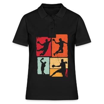 Handball Sport Coach Tournoi Ballon Vintage Handball - Polo Femme - noir - Devant - Ailine (174cm)