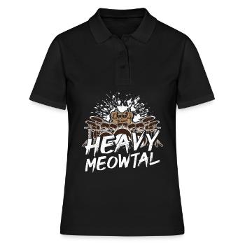 Heavy Meowtal Katze Heavy Metal Rock Headbanger Ca - Frauen Polo Shirt - Schwarz - Vorne - Ailine (174cm)