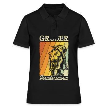 Großer Bruder Geschenk Brudersaurus T Rex Dino Bru - Frauen Polo Shirt - Schwarz - Vorne - Ailine (174cm)