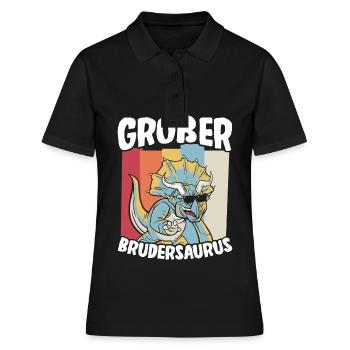 Großer Bruder Geschenk Brudersaurus T Rex Dino Bru - Frauen Polo Shirt - Schwarz - Vorne - Ailine (174cm)