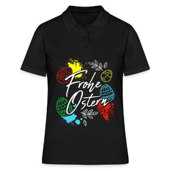 Frohe Ostern Geschenk - Frauen Polo Shirt - Schwarz - Vorne - Ailine (174cm)