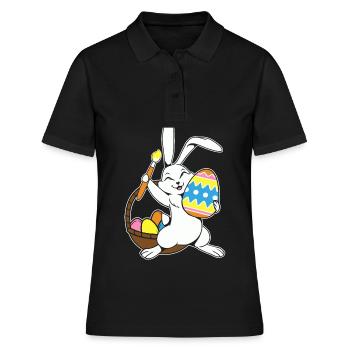 Osterhase Bemalt Ostereiger Eierbemalen Eiersuche - Frauen Polo Shirt - Schwarz - Vorne - Ailine (174cm)