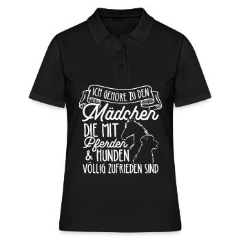 Moi qui suis entièrement satisfait des chevaux et des chiens - Polo Femme - noir - Devant - Ailine (174cm)