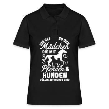 Moi qui suis entièrement satisfait des chevaux et des chiens - Polo Femme - noir - Devant - Ailine (174cm)