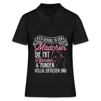 Moi qui suis entièrement satisfait des chevaux et des chiens - Polo Femme - noir - Devant - Ailine (174cm)