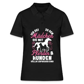 Moi qui suis entièrement satisfait des chevaux et des chiens - Polo Femme - noir - Devant - Ailine (174cm)