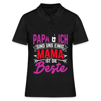 Papa et moi sommes d’accord pour dire que maman est la meilleure chérie - Polo Femme - noir - Devant - Ailine (174cm)