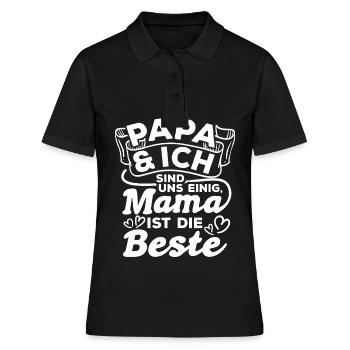 Papa et moi sommes d’accord pour dire que maman est la meilleure chérie - Polo Femme - noir - Devant - Ailine (174cm)