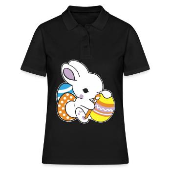 Osterhase Bemalt Ostereiger Eierbemalen Eiersuche - Frauen Polo Shirt - Schwarz - Vorne - Ailine (174cm)