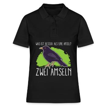Was ist besser als eine Amsel? Zwei Amseln - Frauen Polo Shirt - Schwarz - Vorne - Ailine (174cm)