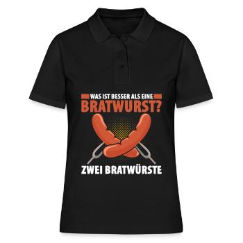 Was ist besser als eine Bratwurst? Zwei Bratwürste - Frauen Polo Shirt - Schwarz - Vorne - Ailine (174cm)