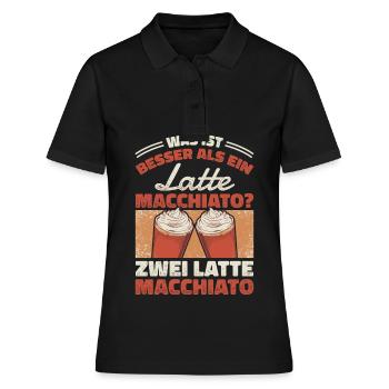Was ist besser als ein Latte Macchiato?Zwei Latte - Frauen Polo Shirt - Schwarz - Vorne - Ailine (174cm)