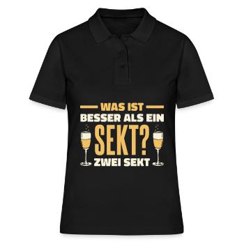 Was ist besser als ein Sekt? Zwei Sekt Lieblingsge - Frauen Polo Shirt - Schwarz - Vorne - Ailine (174cm)