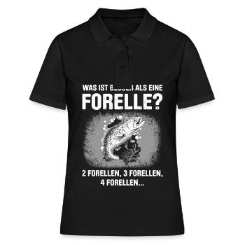 Was ist besser als eine Forelle? 2 Forellen, 3 For - Frauen Polo Shirt - Schwarz - Vorne - Ailine (174cm)
