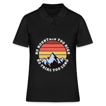 Kein Berg zu hoch, kein Weg zu lang - Frauen Polo Shirt - Schwarz - Vorne - Ailine (174cm)