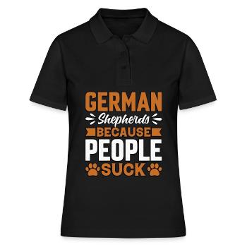 Deutsche Schäferhunde, weil Menschen sind - Frauen Polo Shirt - Schwarz - Vorne - Ailine (174cm)
