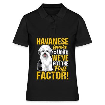 Amateurs de bichon havanais Unissez-vous, nous avons le facteur peluche - Polo Femme - noir - Devant - Ailine (174cm)