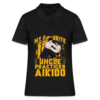 Mein Lieblingsonkel trainiert Aikido - Frauen Polo Shirt - Schwarz - Vorne - Ailine (174cm)