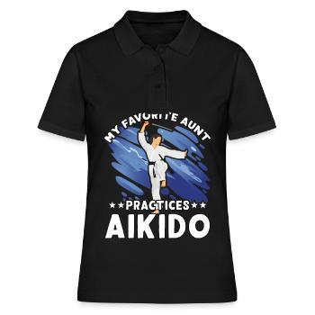 Meine Lieblingstante trainiert Aikido - Frauen Polo Shirt - Schwarz - Vorne - Ailine (174cm)