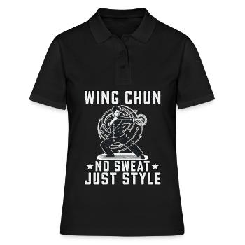 Wing Chun : pas de transpiration, juste du style - Polo Femme - noir - Devant - Ailine (174cm)