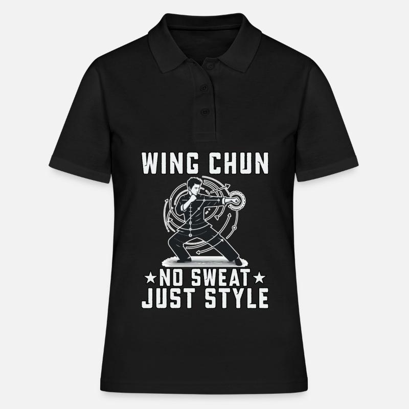 Wing Chun : pas de transpiration, juste du style - Polo Femme - noir