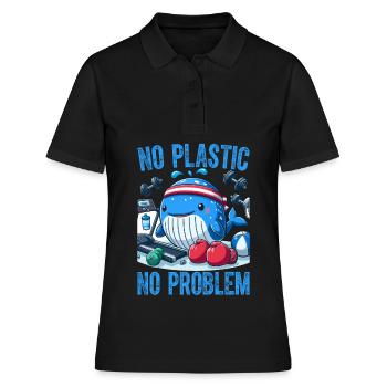 Kein Plastik, kein Problem - Frauen Polo Shirt - Schwarz - Vorne - Ailine (174cm)