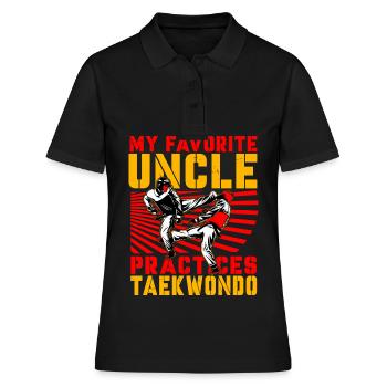 Mein Lieblingsonkel trainiert Taekwondo - Frauen Polo Shirt - Schwarz - Vorne - Ailine (174cm)