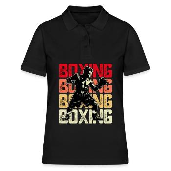 Boxen - Frauen Polo Shirt - Schwarz - Vorne - Ailine (174cm)