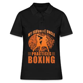 Mein Lieblingsonkel trainiert Boxen - Frauen Polo Shirt - Schwarz - Vorne - Ailine (174cm)