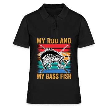 Meine Rute und mein Barschfisch - Frauen Polo Shirt - Schwarz - Vorne - Ailine (174cm)