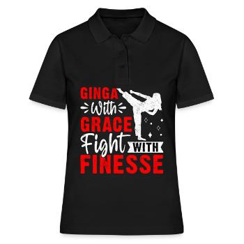 Ginga mit Anmut, Kampf mit Finesse - Frauen Polo Shirt - Schwarz - Vorne - Ailine (174cm)