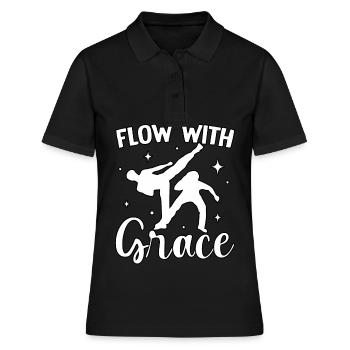 Mit Anmut fließen - Frauen Polo Shirt - Schwarz - Vorne - Ailine (174cm)