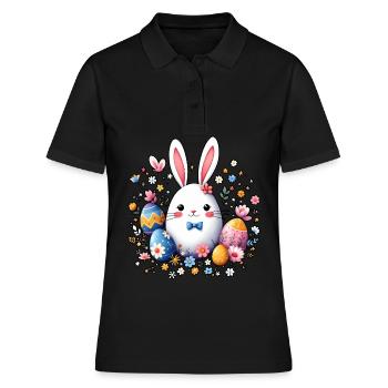 Osterhase - Frauen Polo Shirt - Schwarz - Vorne - Ailine (174cm)
