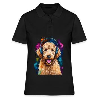 Goldendoodle Casque Chien Animal Design Imprimer - Polo Femme - noir - Devant - Ailine (174cm)
