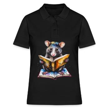 Possum Lecture Coloré Animal Design Imprimer - Polo Femme - noir - Devant - Ailine (174cm)